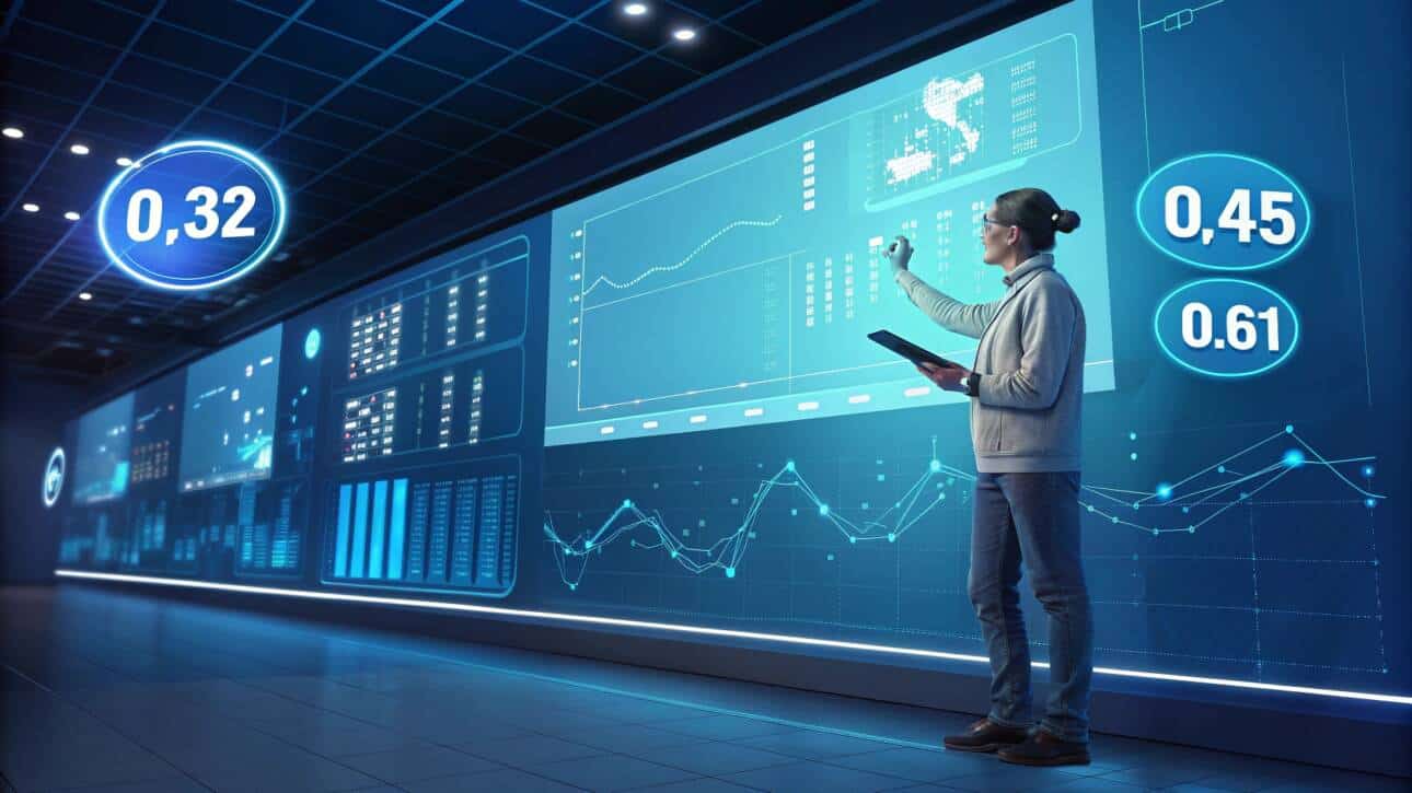 Visualisierung einer Echtzeit-Auktion im digitalen Marketing mit Gebotsblasen und AdTech-Elementen