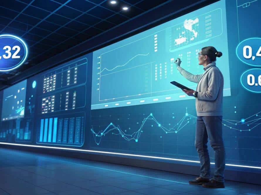 Visualisierung einer Echtzeit-Auktion im digitalen Marketing mit Gebotsblasen und AdTech-Elementen